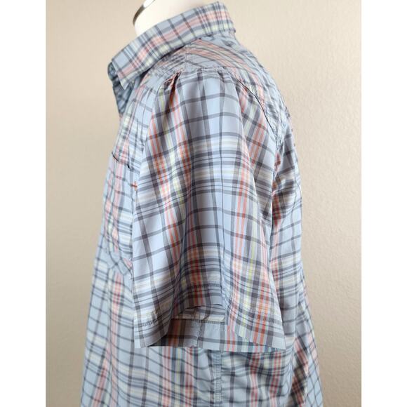 Basin and Range Blue Orange Plaid SS Shirt Lightweight Mens Large Fishing Hiking - Picture 5 of 10